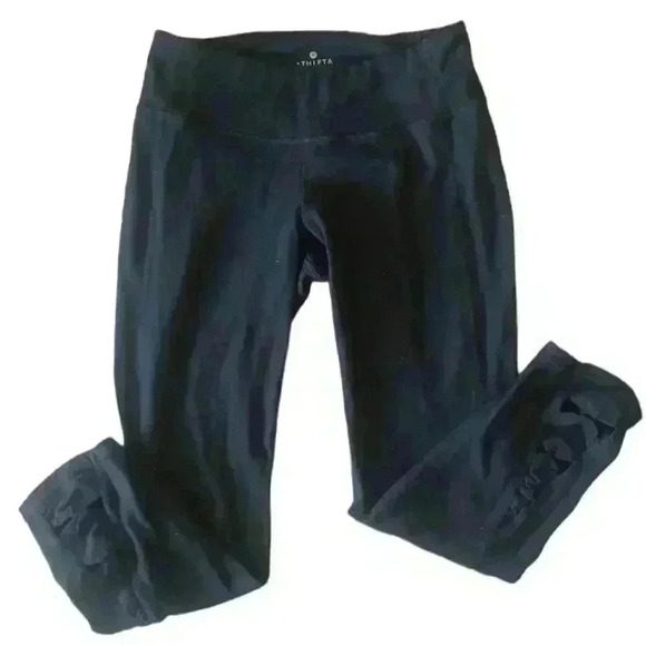 Athleta Womens Black Mid-rise Ruched Cropped Leggings S - Picture 1 of 11